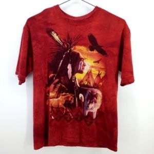 The Mountain Red Indian Wolf Horse Eagle Tie Dye Shirt 100% Cotton XL
